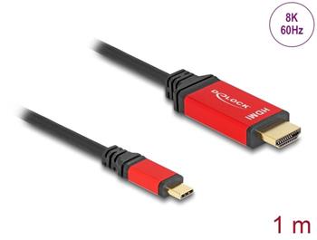 Delock Kabel USB Type-C™ na HDMI (DP Alt Mód) 8K 60 Hz s funkcí HDR 1 m červená