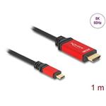 Delock Kabel USB Type-C™ na HDMI (DP Alt Mód) 8K 60 Hz s funkcí HDR 1 m červená