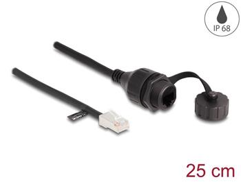 Delock Kabel ze zástrčkového konektoru RJ45 na zásuvkový konektor RJ45 pro vestavné aplikace, s těsnicí krytkou