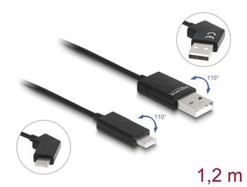 Delock Kabel ze zástrčky USB 2.0 Typ-A na zástrčku USB Type-C™, otočný, s funkcí rychlého nabíjení 60 W, 1,2 m