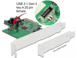 Delock Karta PCI Express na 1 x interní USB 3.2 Gen 2 key A 20 pin samice