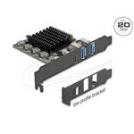 Delock Karta PCI Express x4 na 1 x USB 20 Gbps USB Type-C™ + 2 x USB 10 Gbps Typ-A - Low Profile Form Factor