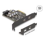 Delock Karta PCI Express x4 na 2 x externí USB Type-C™, 1 x interní USB 10 Gbps Type-E Key A a 1x 19-pin  USB -low prof