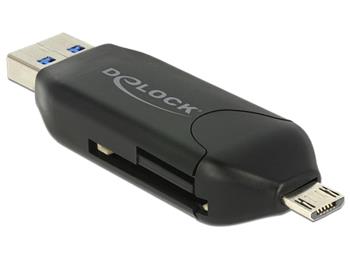 Delock Micro USB OTG čtečka karet + USB 3.0 A male