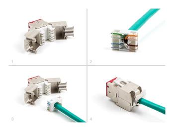 Delock Modul Keystone ze zásuvkového konektoru RJ45 na LSA Cat.6A, beznástrojový, červená, sada 10 kusů