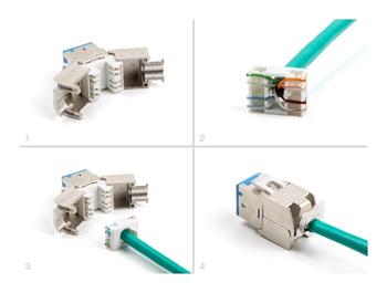 Delock Modul Keystone ze zásuvkového konektoru RJ45 na LSA Cat.6A, beznástrojový, modrý, sada 10 kusů