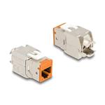 Delock Modul Keystone ze zásuvkového konektoru RJ45 na LSA Cat.6A, beznástrojový, oranžová, sada 10 kusů