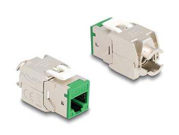 Delock Modul Keystone ze zásuvkového konektoru RJ45 na LSA Cat.6A, beznástrojový, zelený, sada 10 kusů