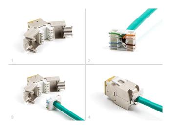 Delock Modul Keystone ze zásuvkového konektoru RJ45 na LSA Cat.6A, beznástrojový, žlutá, sada 10 kusů