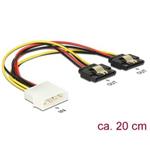 Delock Napájecí kabel Molex 4 pin samec > 2 x SATA 15 pin samice kovová spona 20 cm