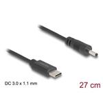 Delock Napájecí kabel z konektoru USB Type-C™ na stejnosměrný konektor 3,0 x 1,1 mmý, 27 cm