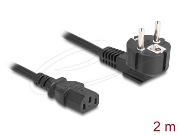 Delock Napájecí šňůra k PC z pravoúhlé zemnicí zástrčky CEE 7/7, 90°, na zásuvku C13, 2 m, 3 x 1,00 mm2, černá