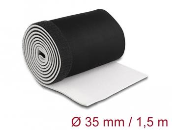 Delock Neoprenová manžeta kabelu pružná na suchý zip, 1,5 m x 135 mm, černá / bílá