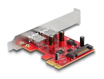 Delock PCI Express x1 Karta na 2 x externí USB 5 Gbps Typ-A samice - Low Profile