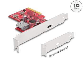 Delock PCI Express x4 Karta na 1 x externí USB 10 Gbps USB Type-C™ samice + 1 x interní USB 10 Gbps Typ-A samice