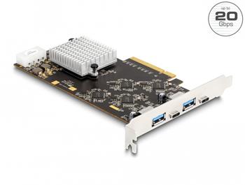 Delock PCI Express x8 karta se 2 x USB 20 Gbps USB Type-C™ samice a 2 x USB 5Gbps Typu-A samice - Quad Channel