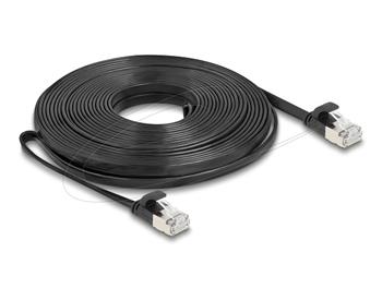 Delock Plochý patch kabel RJ45 zástrčka na zástrčku Cat.6A U/FTP 10 m, černý