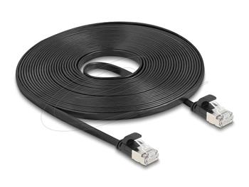 Delock Plochý patch kabel RJ45 zástrčka na zástrčku Cat.6A U/FTP 7,5 m, černý