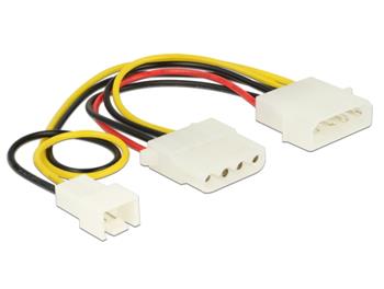Delock Power Cable 4 pin male > 1 x 4 pin female + 1 x 3 pin male (fan) 14 cm