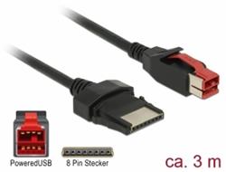 Delock PoweredUSB kabel samec 24 V > 8 pin samec 3 m pro POS tiskárny a terminály