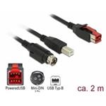 Delock PoweredUSB kabel samec 24 V > USB Typ-B samec + Hosiden Mini-DIN 3 pin samec 2 m pro POS tiskárny a terminály