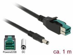Delock PoweredUSB Kabel Stecker 12 V > DC 5,5 x 2,1 mm Stecker 1 m for POS Drucker and Terminals