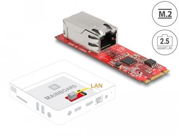 Delock Převodník M.2 Key B+M samec na 1 x RJ45 2,5 Gigabit LAN port horizontální