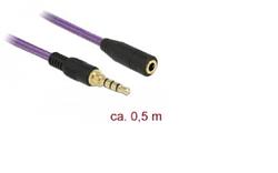 Delock Prodlužovací kabel audio stereo jack 3,5 mm samec / samice iPhone 4 pin 0,5 m fialový