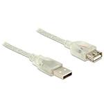 Delock Prodlužovací kabel USB 2.0 Typ-A samec > USB 2.0 Typ-A samice 1,5 m transparentní