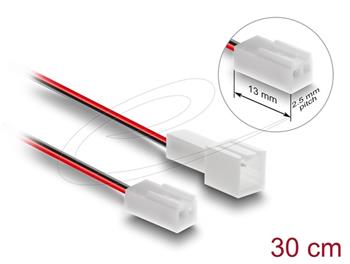 Delock Prodlužovací kabel ventilátoru ze zástrčky na zásuvku, 2 pinový, 30 cm