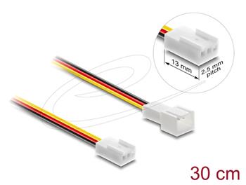 Delock Prodlužovací kabel ventilátoru ze zástrčky na zásuvku, 3 pinový, 30 cm