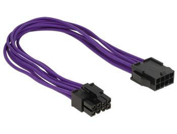 Delock prodlužovací napájecí kabel 8 pin EPS samec > 8 pin EPS samice textilní stínění fialový