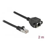 Delock Prodlužovací síťový kabel, ze zástrčky S/FTP RJ45 na zásuvku RJ45, Cat.6A, délka 2 m, černý