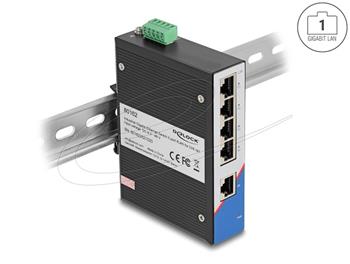 Delock Průmyslový Gigabit Ethernet Switch se 5 porty RJ45, na DIN lištu