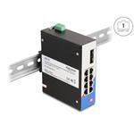 Delock Průmyslový přepínač sítě Gigabit Ethernet se 8 porty RJ45 a 2 porty SFP, na DIN lištu