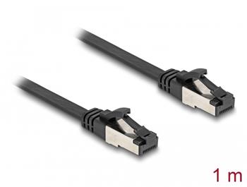 Delock RJ45 Plochý spojovací kabel ze zástrčky na zástrčku, Cat.8.1, ohebný, 1 m, černý