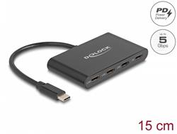 Delock Rozbočovač USB 3.2 Gen 1 USB Type-C™ se 3 porty USB Type-C™ samice + 1 x USB Type-C™ PD 100 W