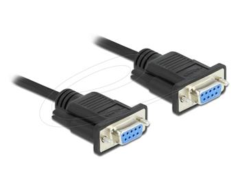 Delock Sériový kabel RS-232 D-Sub 9, ze zásuvky na zásuvku, null modem s krytem - automatické řízení CTS / RTS - 5 m