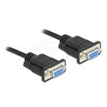 Delock Sériový kabel RS-232 D-Sub 9, ze zásuvky na zásuvku, null modem s krytem - automatické řízení CTS / RTS - 5 m