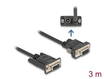 Delock Sériový kabel ze zásuvky RS-232 D-Sub9 na zásuvku D-Sub9, napájení na pinu 9, délka 3 m