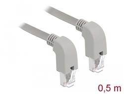 Delock Síťový kabel RJ45 Cat.6A S/FTP pravoúhlý dolů / dolů 0,5 m