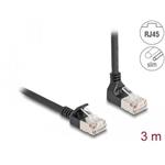 Delock Síťový kabel RJ45 Cat.6A S/FTP, Slim, zalomený nahoru o 90° / přímý, 3 m, černý