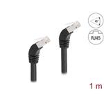 Delock Síťový kabel RJ45 Cat.6A S/FTP, zalomený dolů o 45°, 1 m, černý