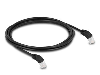 Delock Síťový kabel RJ45 Cat.6A S/FTP, zalomený dolů o 45°, 2 m, černý