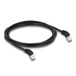 Delock Síťový kabel RJ45 Cat.6A S/FTP, zalomený nahoru o 45°, 2 m, černý