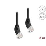 Delock Síťový kabel RJ45 Cat.6A S/FTP, zalomený nahoru o 45°, 3 m, černý