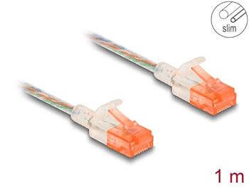 Delock Síťový kabel RJ45, Cat.6A, U/UTP, tenký, 1 m, transparentní