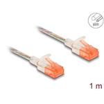 Delock Síťový kabel RJ45, Cat.6A, U/UTP, tenký, 1 m, transparentní