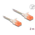 Delock Síťový kabel RJ45, Cat.6A, U/UTP, tenký, 2 m, transparentní