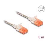 Delock Síťový kabel RJ45, Cat.6A, U/UTP, tenký, 5 m, transparentní